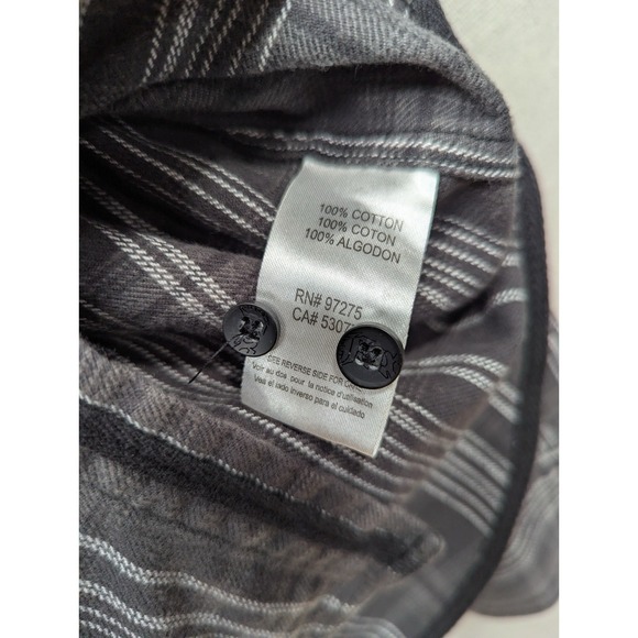Fox Racing Plaid Button Up Shirt Gray White Stripe Long Sleeve Mens S Casual - Picture 13 of 13